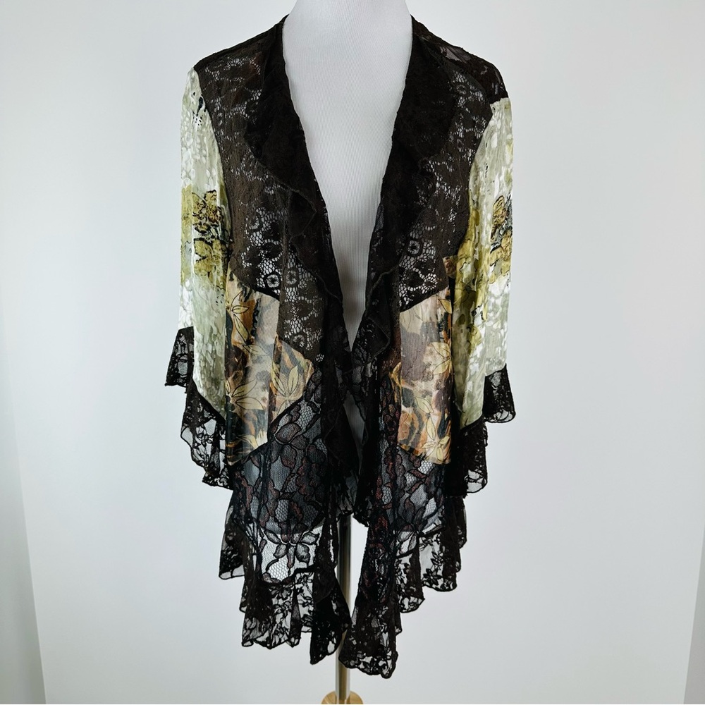 Spencer Alexis Vintage Boho Lace Sheer Patchwork Cardigan Size 2X